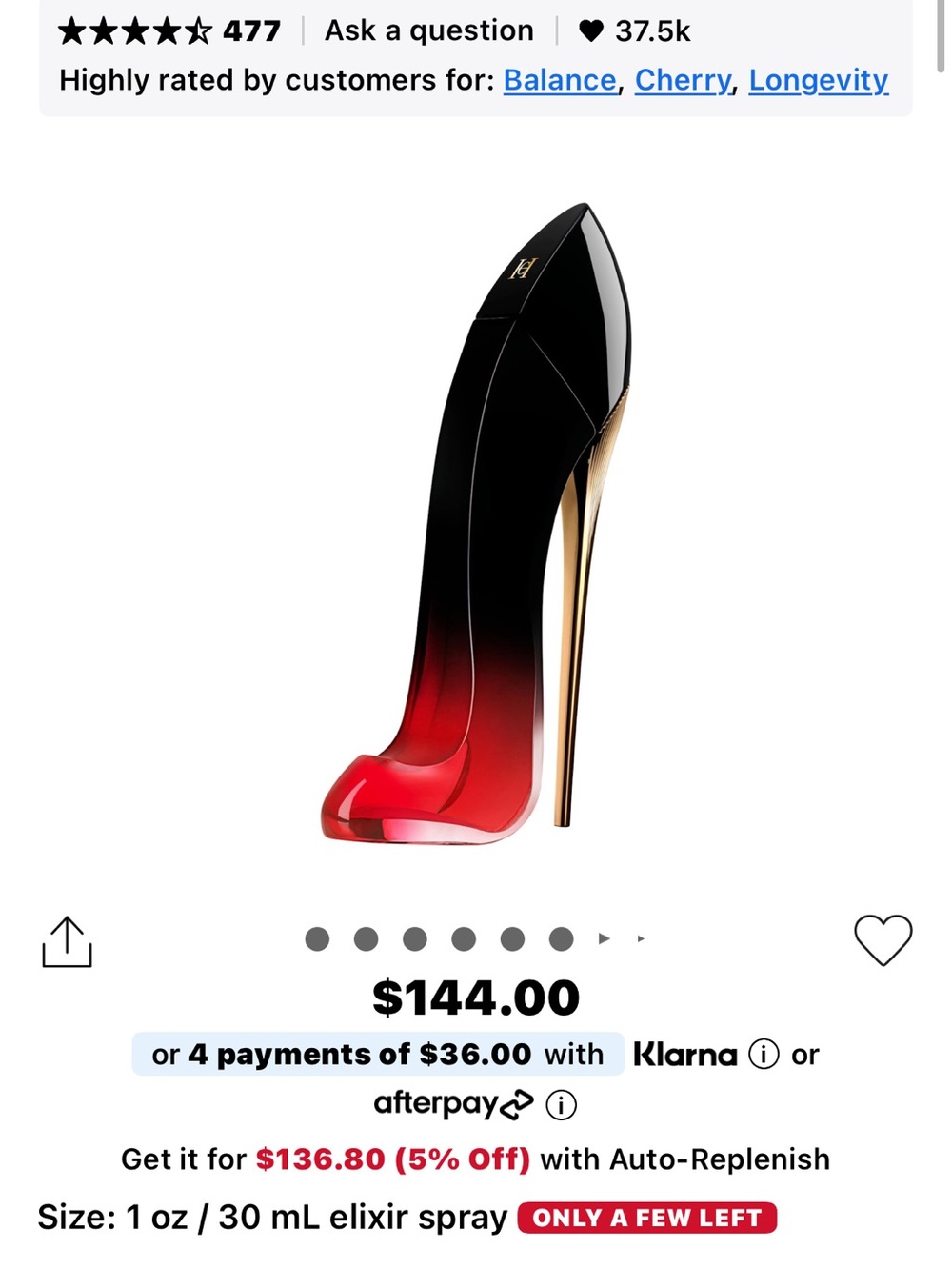 Carolina Herrera Red and Black Stiletto Heel Bottle